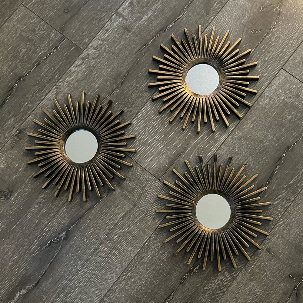 3-piece Round Sunburst Mirror Set